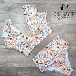 Soucrat Ruffle Shoulder Bikini Swimsuit Size M